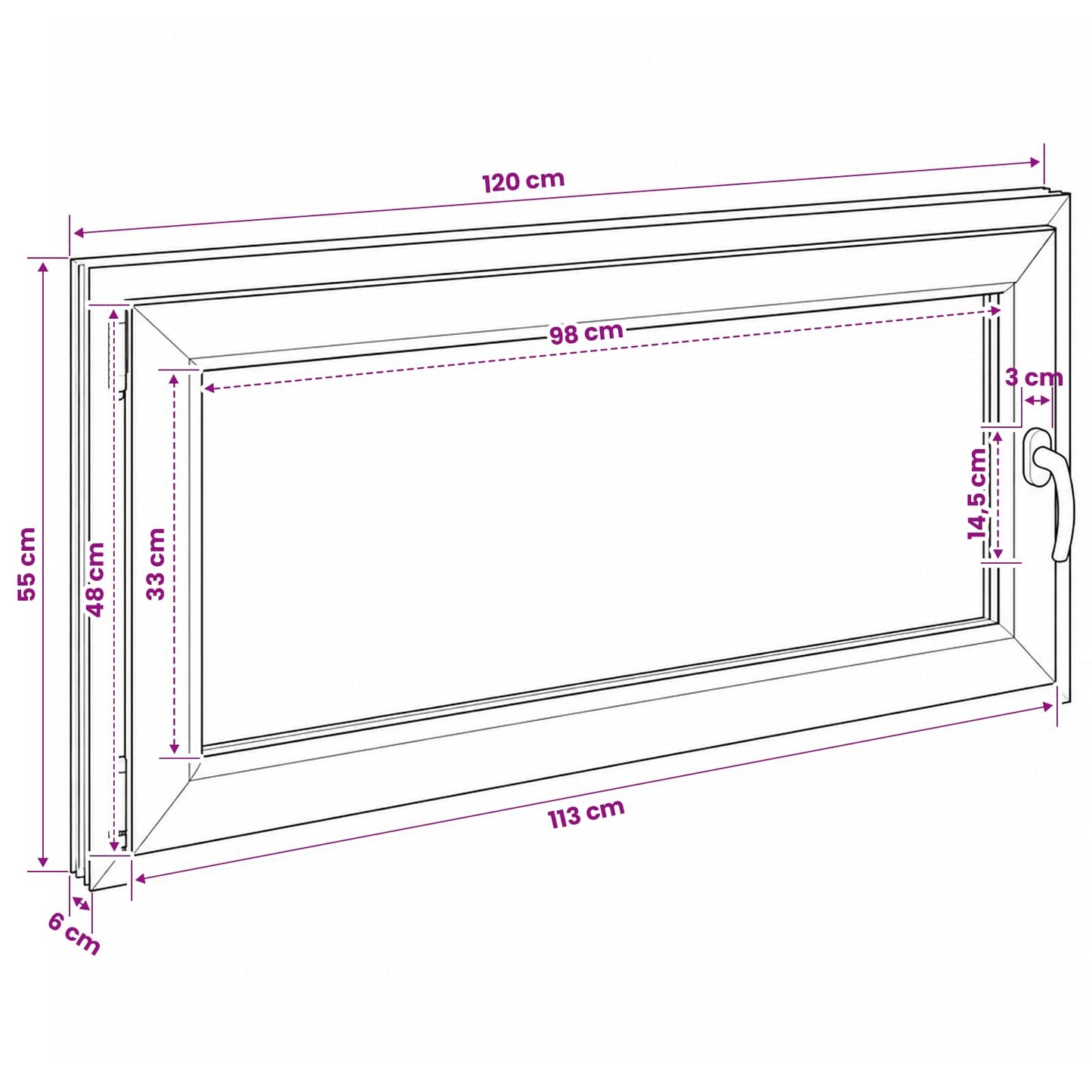 vidaXL Basement Window RISOR 120 x 55 cm PVC and Glass