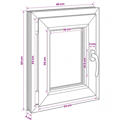 vidaXL Basement Window Internal Colour White RISOR 40 x 60 cm