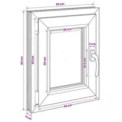 vidaXL Basement Window RISOR 50 x 60 cm PVC and Glass