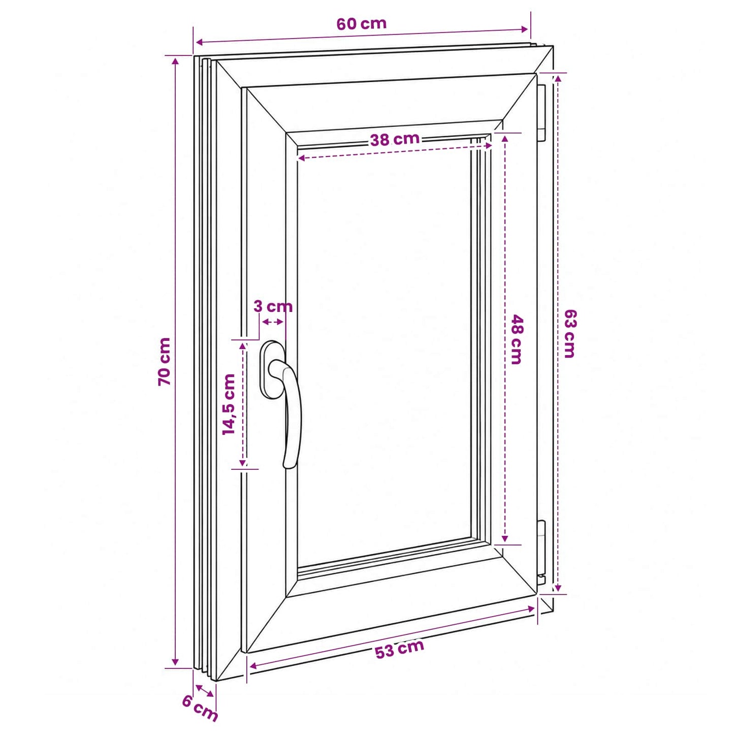 vidaXL Basement Window RISOR 60 x 70 cm PVC and Glass