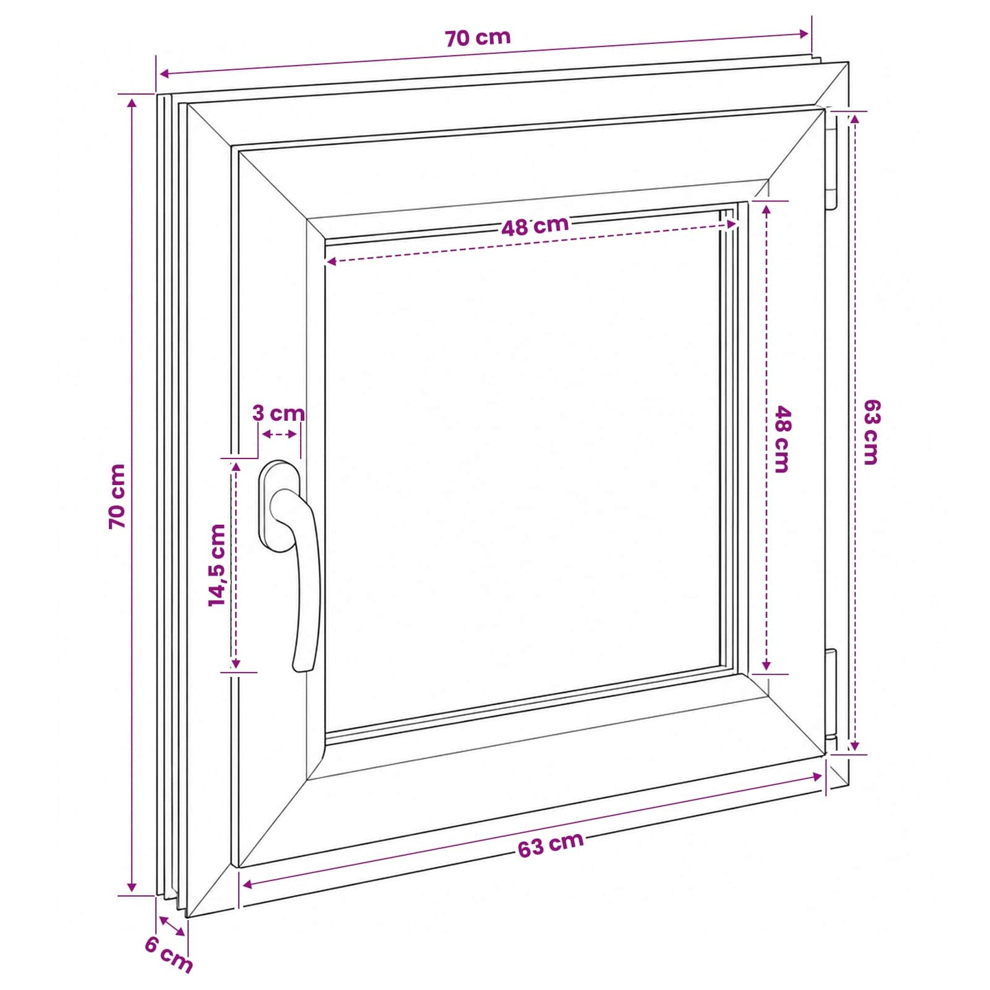 vidaXL Basement Window RISOR 70 x 70 cm PVC and Glass