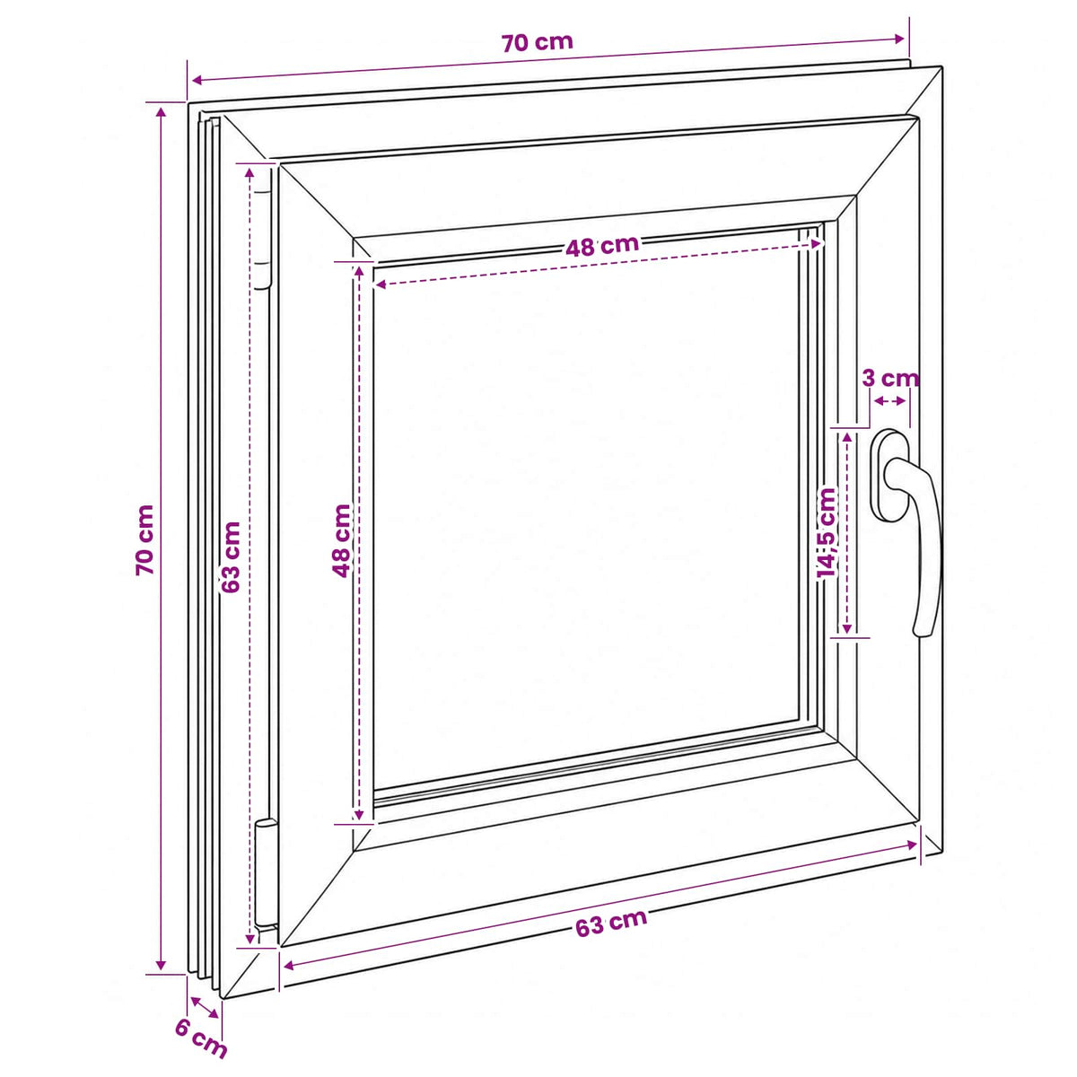 vidaXL Basement Window Internal Colour White RISOR 70 x 70 cm