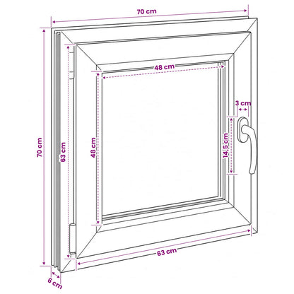 vidaXL Basement Window Internal Colour White RISOR 70 x 70 cm