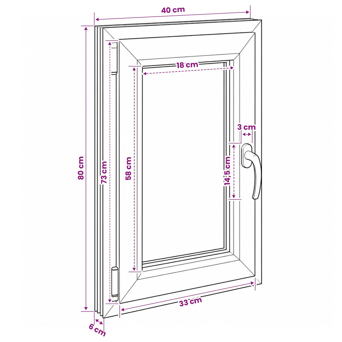 vidaXL Basement Window Internal Colour White RISOR 40 x 80 cm