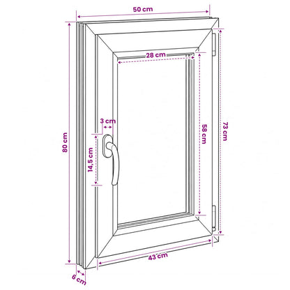 vidaXL Basement Window Internal Colour White RISOR 50 x 80 cm