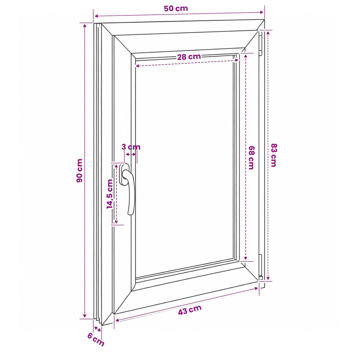vidaXL Basement Window Internal Colour White RISOR 50 x 90 cm