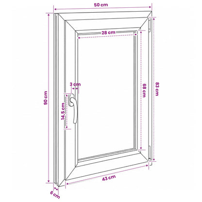 vidaXL Basement Window Internal Colour White RISOR 50 x 90 cm