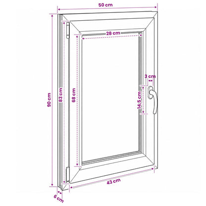 vidaXL Basement Window Internal Colour White RISOR 50 x 90 cm