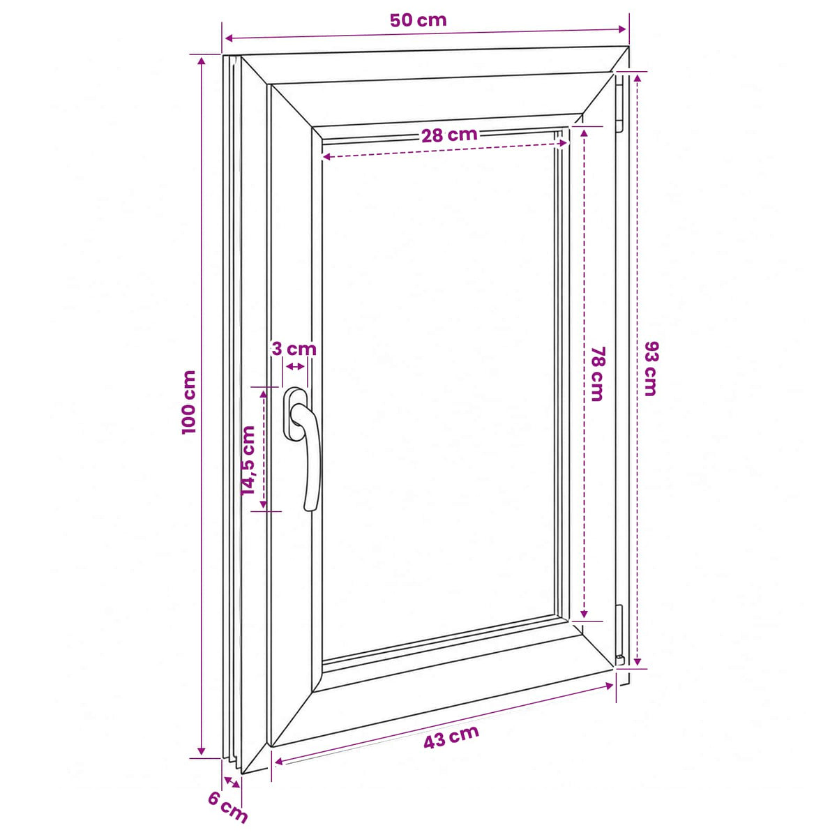 vidaXL Basement Window Internal Colour White RISOR 50 x 100 cm