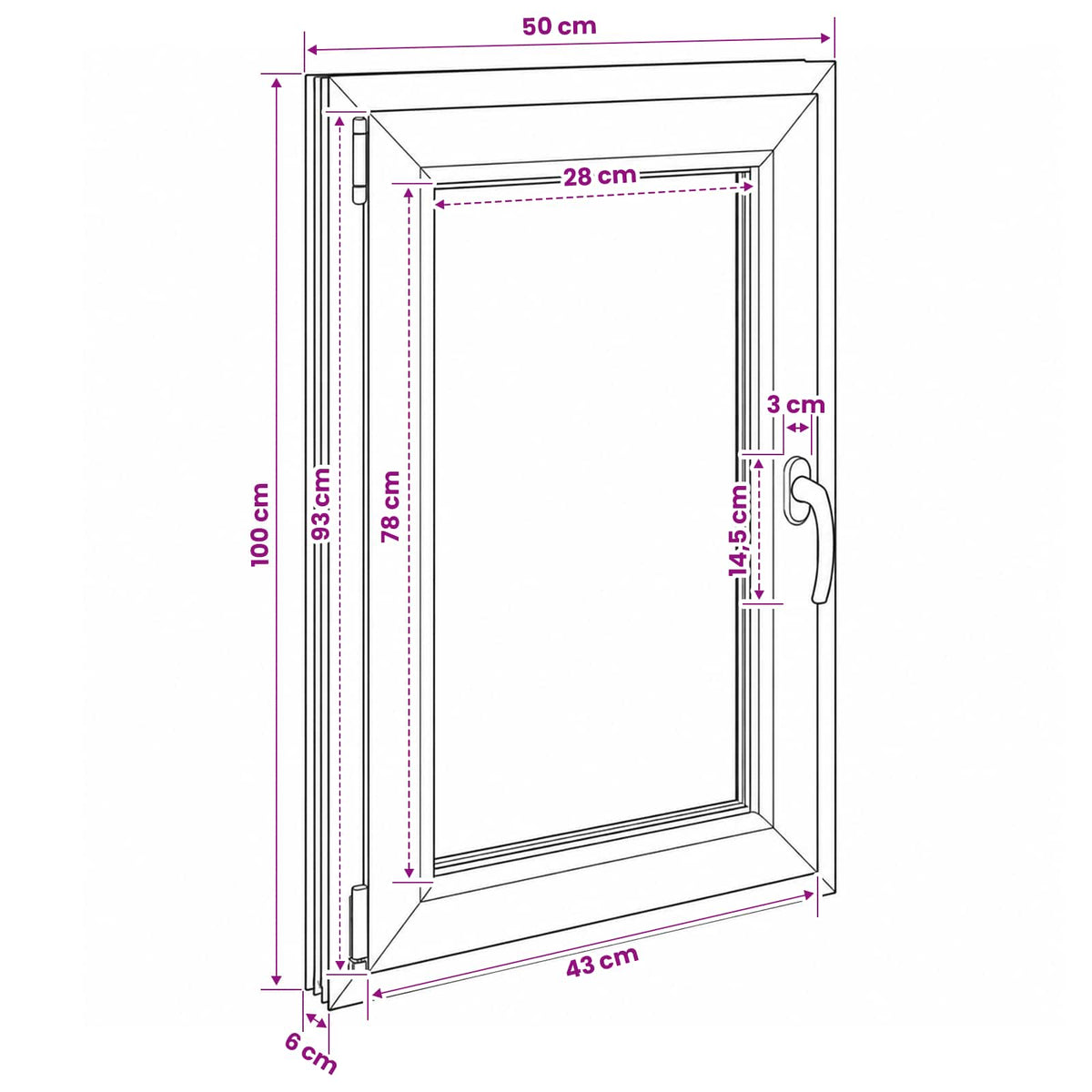 vidaXL Basement Window Internal Colour White RISOR 50 x 100 cm