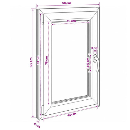 vidaXL Basement Window Internal Colour White RISOR 50 x 100 cm