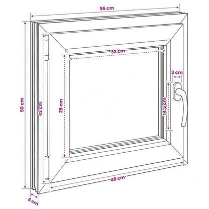 vidaXL Basement Window RISOR 55 x 50 cm PVC and Glass