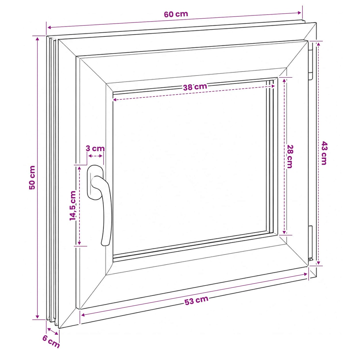 vidaXL Basement Window RISOR 60 x 50 cm PVC and Glass