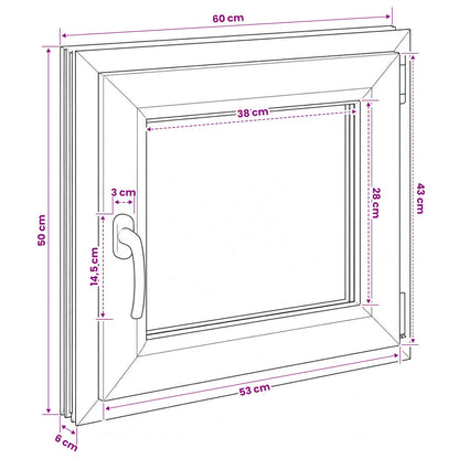vidaXL Basement Window RISOR 60 x 50 cm PVC and Glass
