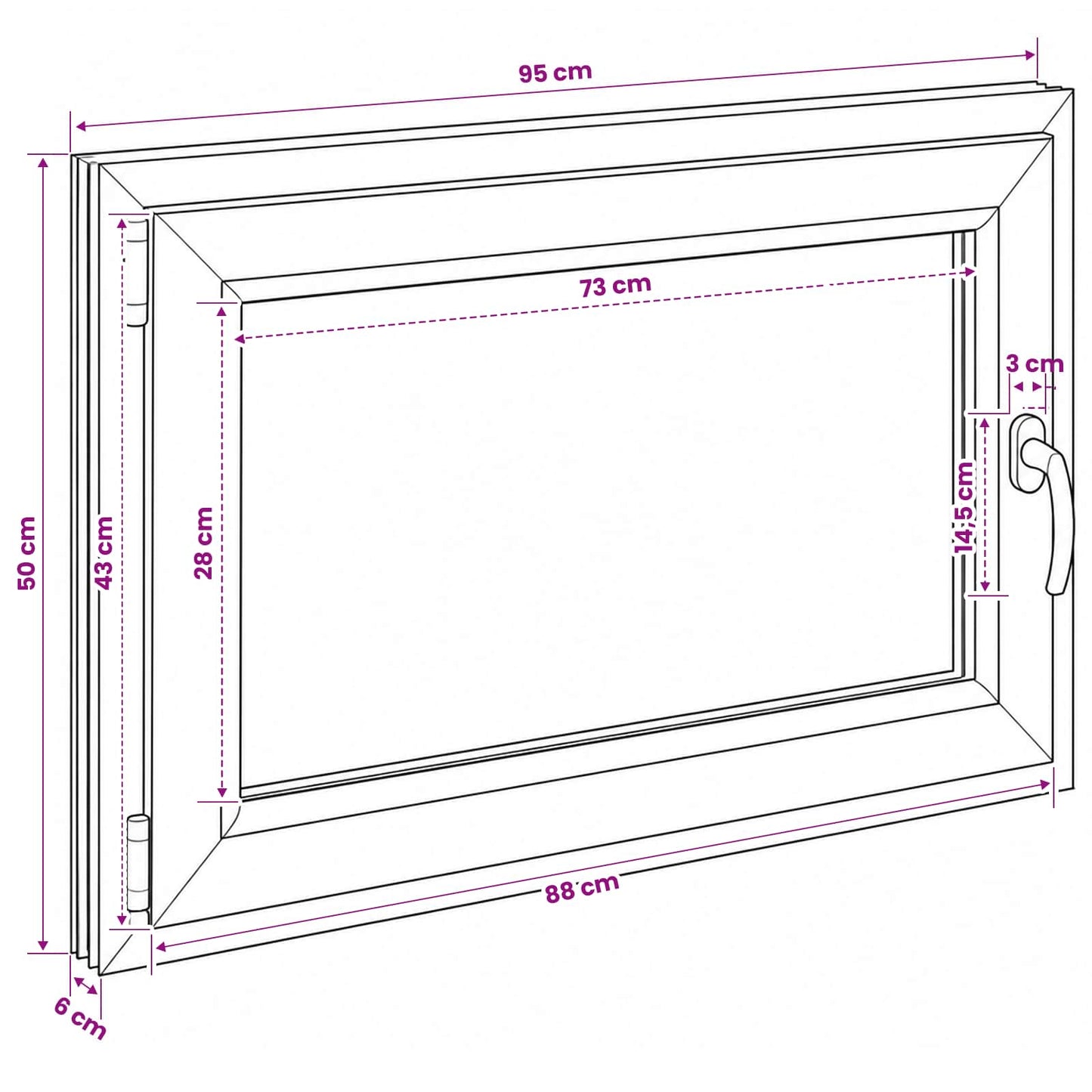 vidaXL Basement Window RISOR 95 x 50 cm PVC and Glass