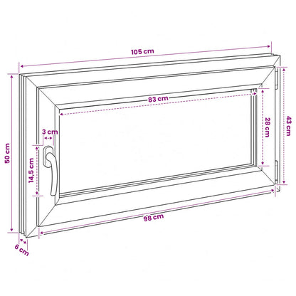 vidaXL Basement Window Internal Colour White RISOR 105 x 50 cm