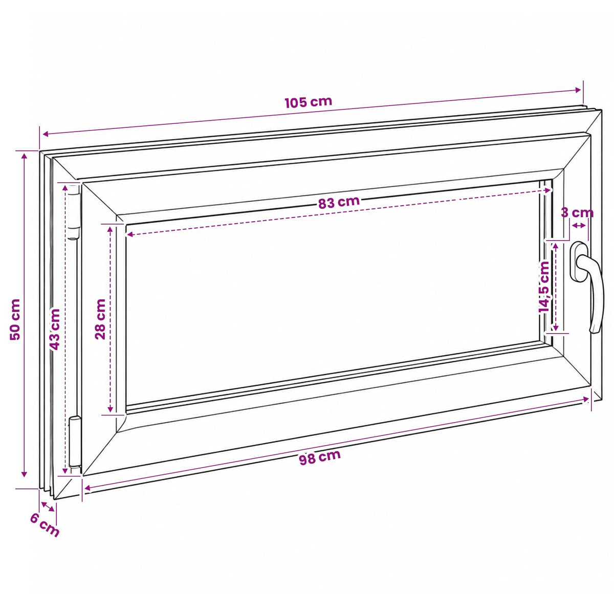 vidaXL Basement Window Internal Colour White RISOR 105 x 50 cm