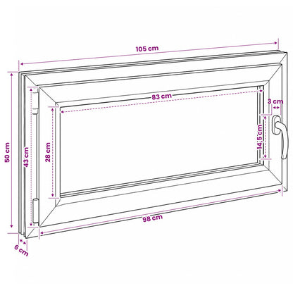vidaXL Basement Window Internal Colour White RISOR 105 x 50 cm