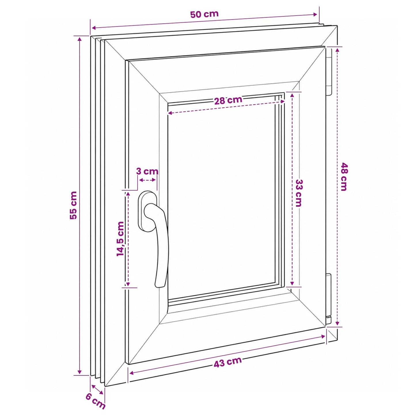 vidaXL Basement Window RISOR 50 x 55 cm PVC and Glass