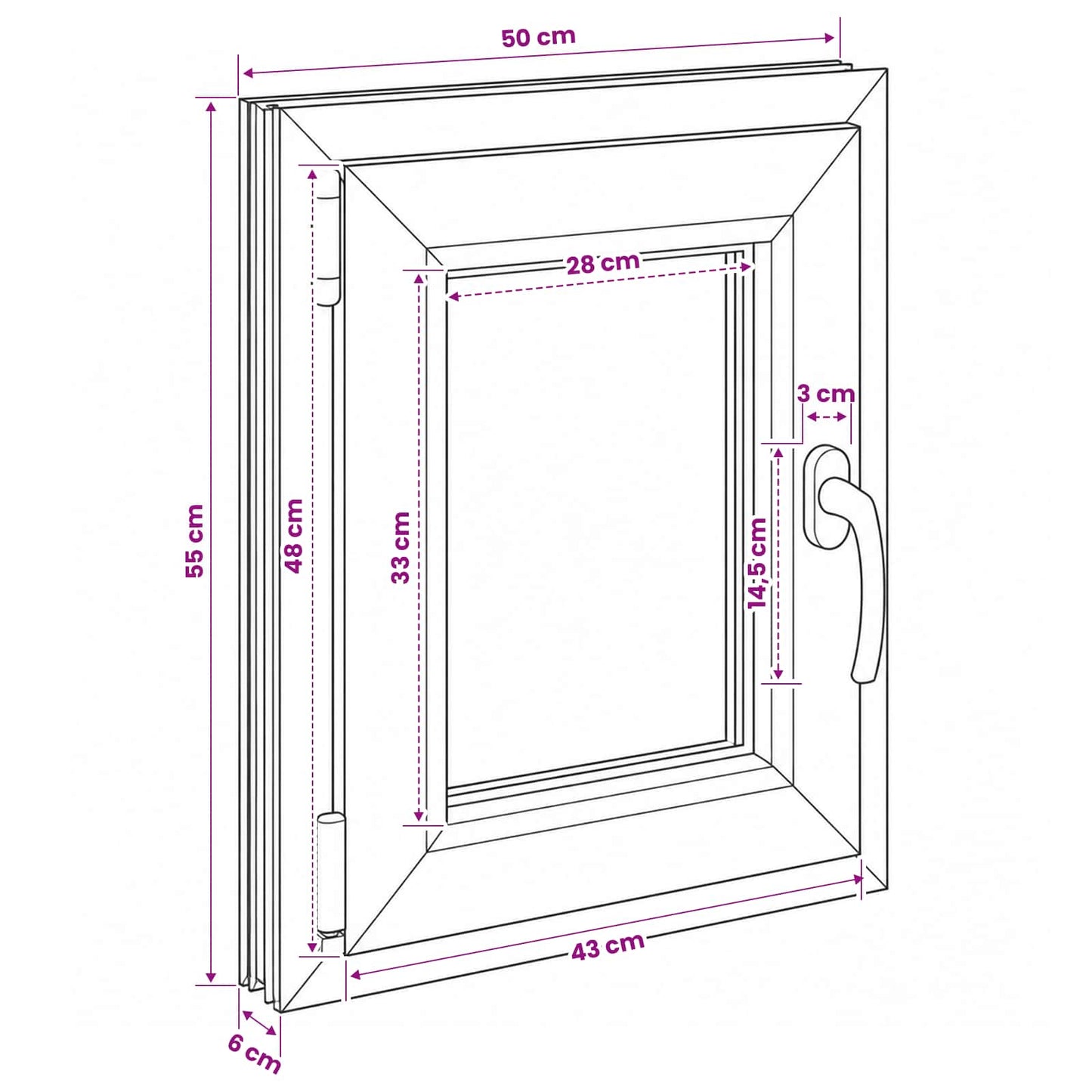 vidaXL Basement Window RISOR 50 x 55 cm PVC and Glass