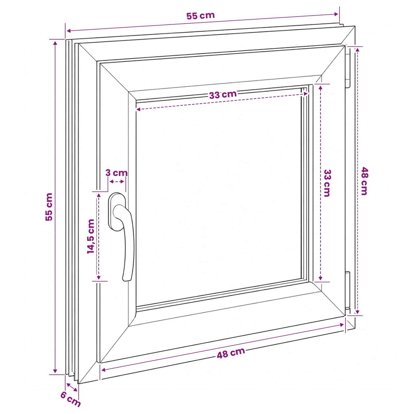 vidaXL Basement Window RISOR 55 x 55 cm PVC and Glass