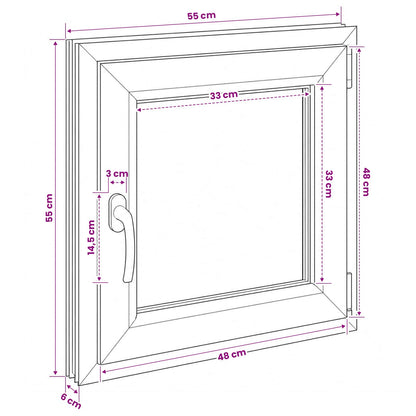 vidaXL Basement Window RISOR 55 x 55 cm PVC and Glass