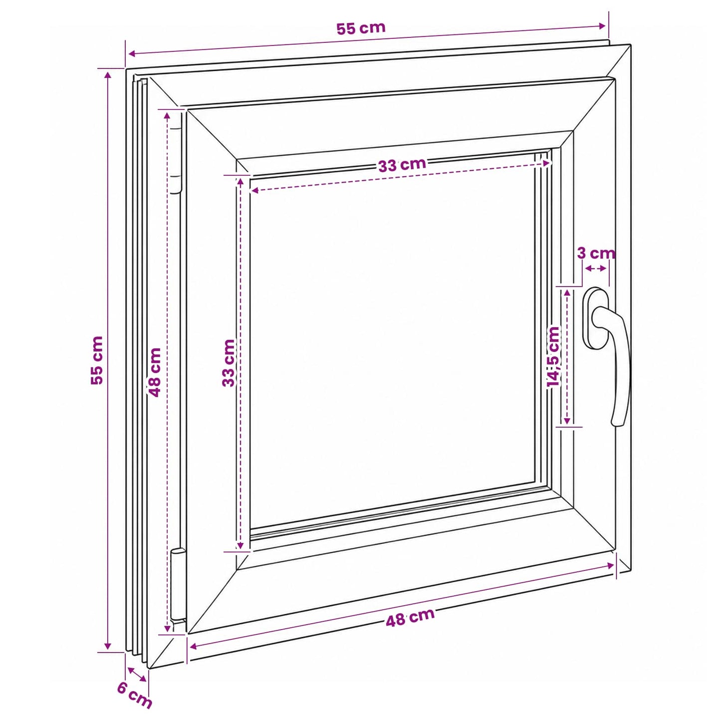 vidaXL Basement Window RISOR 55 x 55 cm PVC and Glass