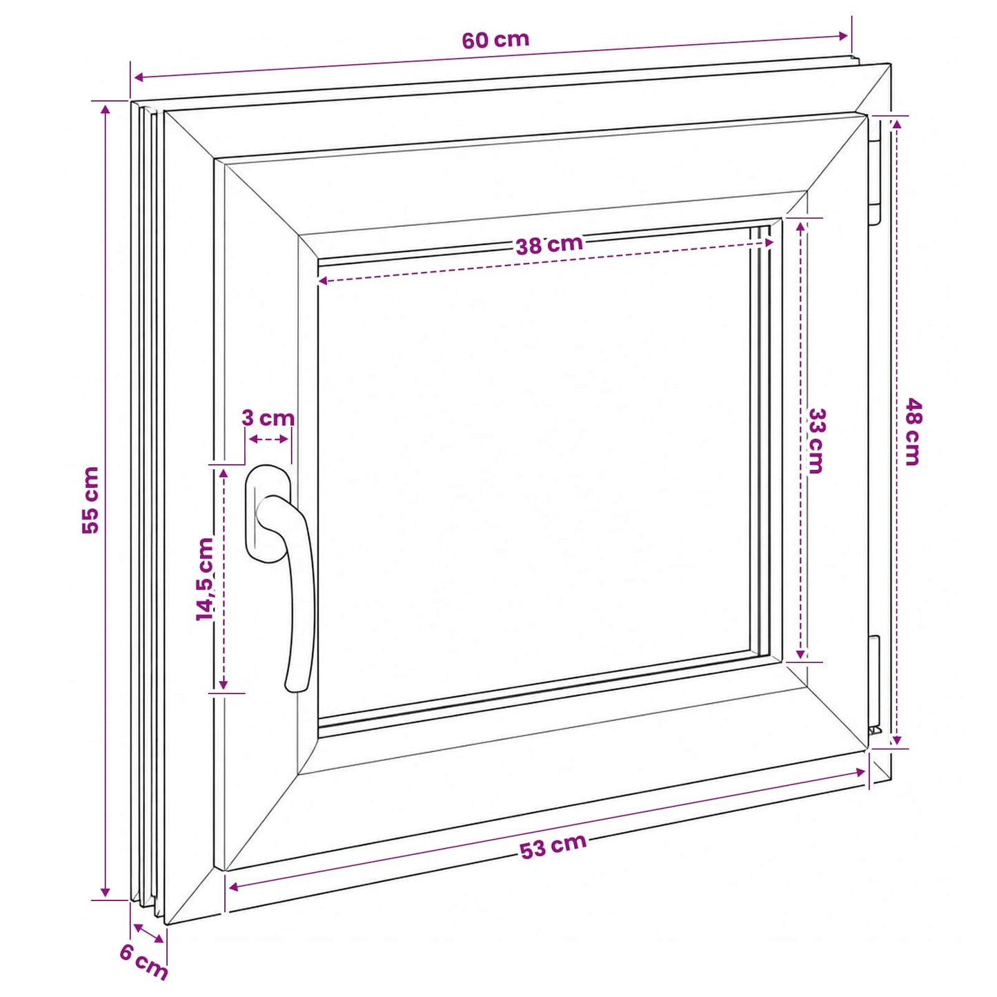 vidaXL Basement Window RISOR 60 x 55 cm PVC and Glass
