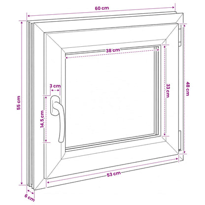 vidaXL Basement Window RISOR 60 x 55 cm PVC and Glass