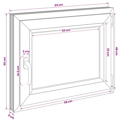vidaXL Basement Window RISOR 65 x 55 cm PVC and Glass
