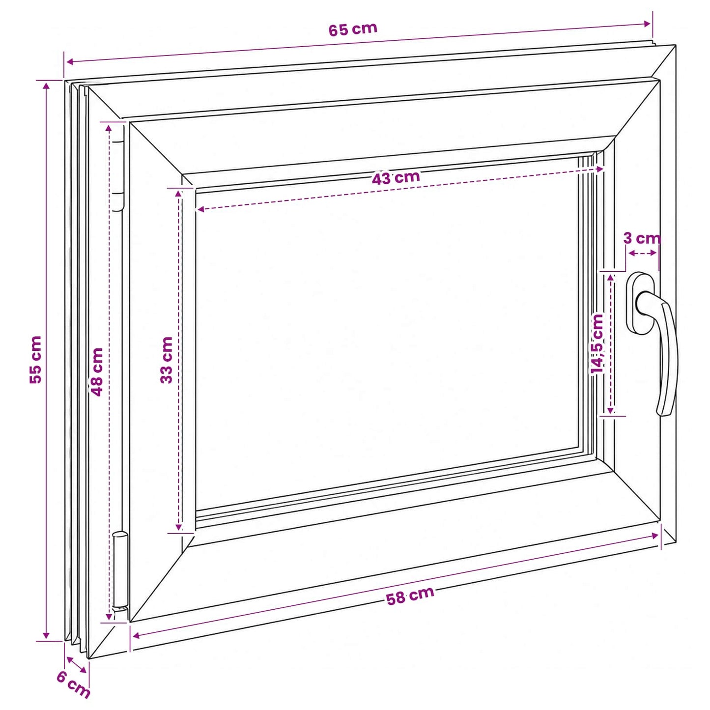 vidaXL Basement Window RISOR 65 x 55 cm PVC and Glass