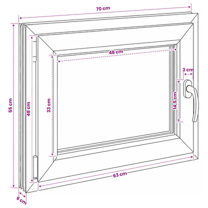 vidaXL Basement Window RISOR 70 x 55 cm PVC and Glass