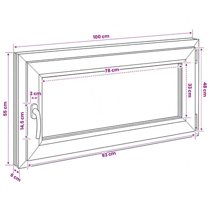 vidaXL Basement Window Internal Colour White RISOR 100 x 55 cm