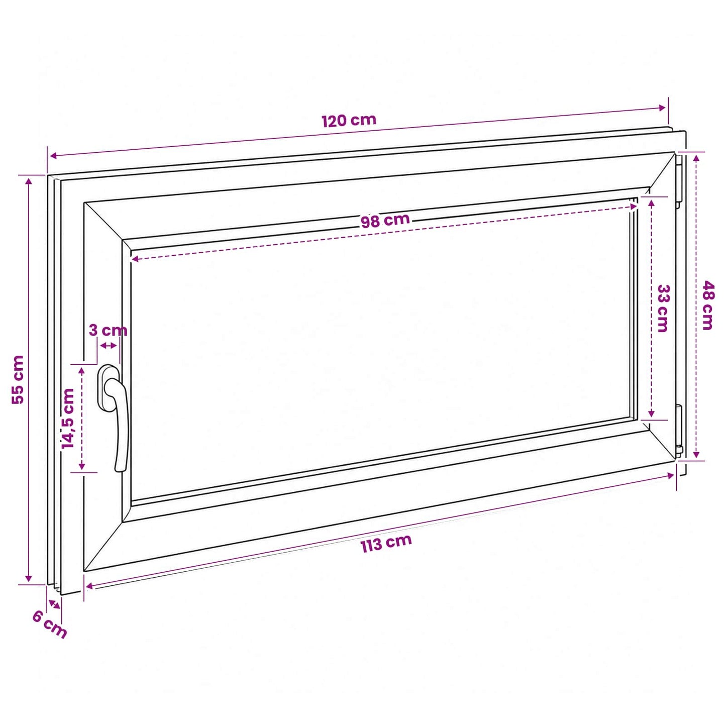 vidaXL Basement Window RISOR 120 x 55 cm PVC and Glass