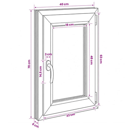 vidaXL Basement Window Internal Colour White RISOR 40 x 70 cm