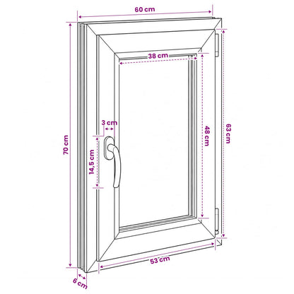 vidaXL Basement Window Internal Colour White RISOR 60 x 70 cm