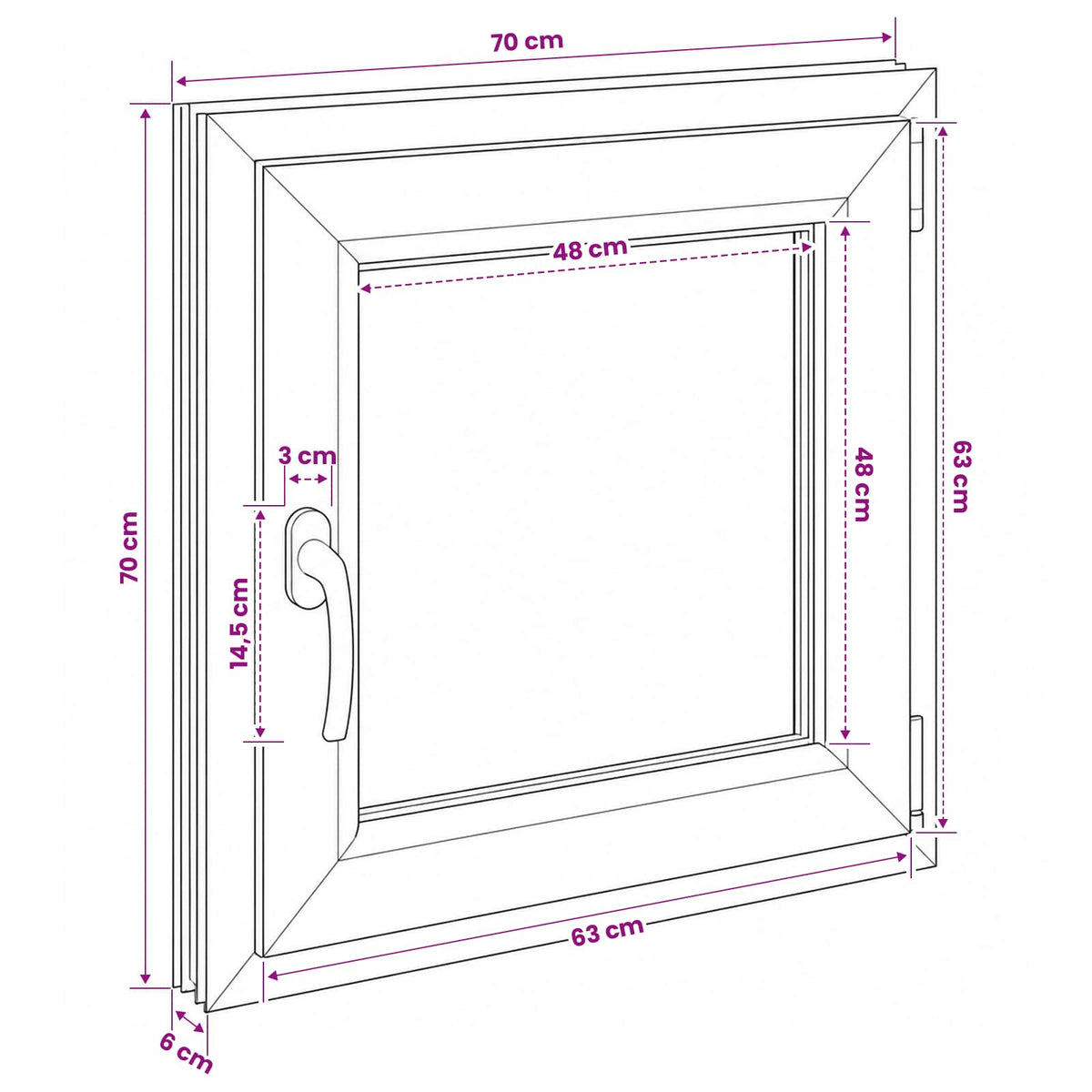 vidaXL Basement Window Internal Colour White RISOR 70 x 70 cm