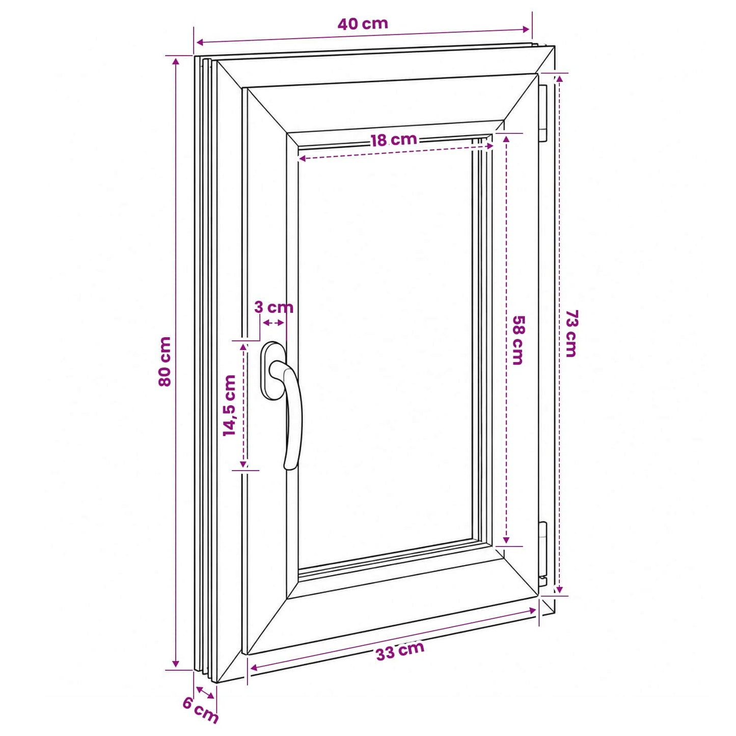 vidaXL Basement Window Internal Colour White RISOR 40 x 80 cm