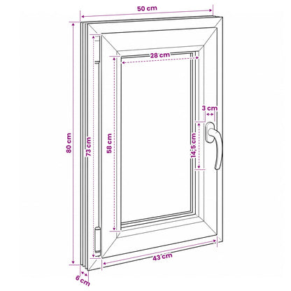 vidaXL Basement Window Internal Colour White RISOR 50 x 80 cm