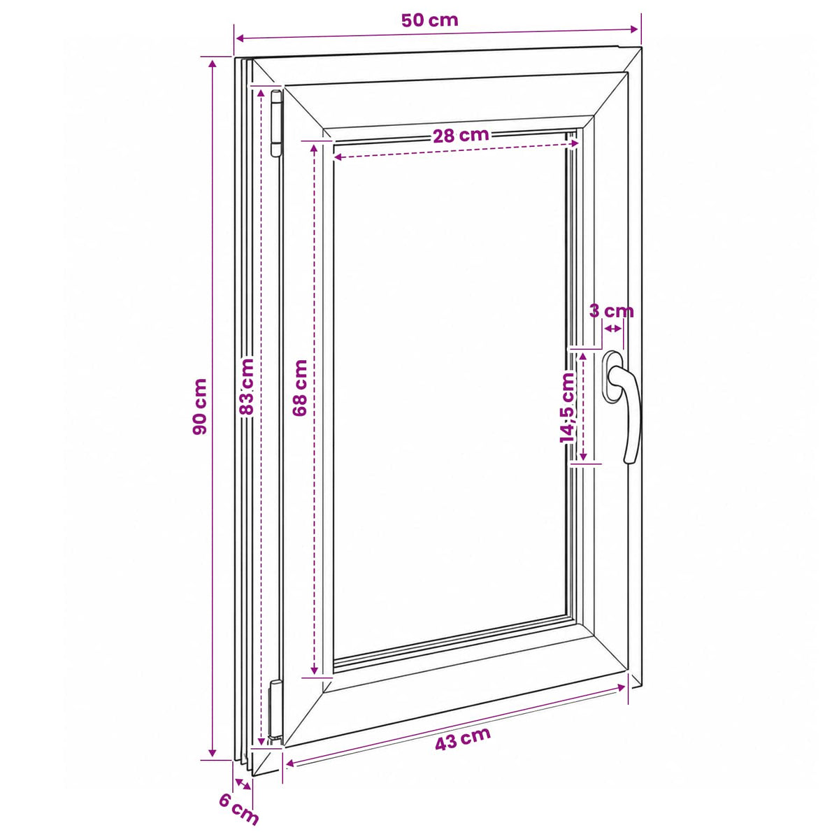 vidaXL Basement Window Internal Colour White RISOR 50 x 90 cm