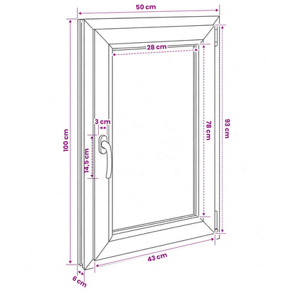 vidaXL Basement Window Internal Colour White RISOR 50 x 100 cm