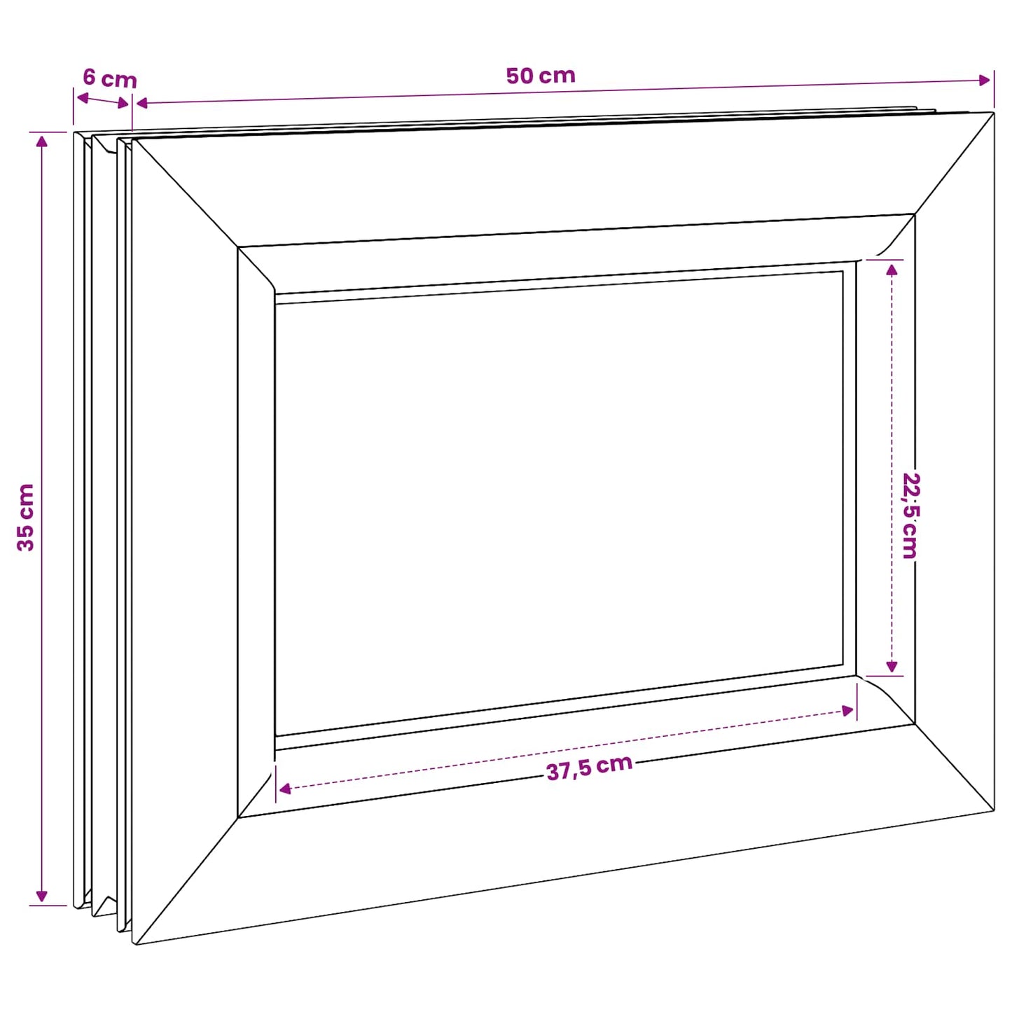 vidaXL Cellar Window Internal Colour White RISOR 50 x 35 cm