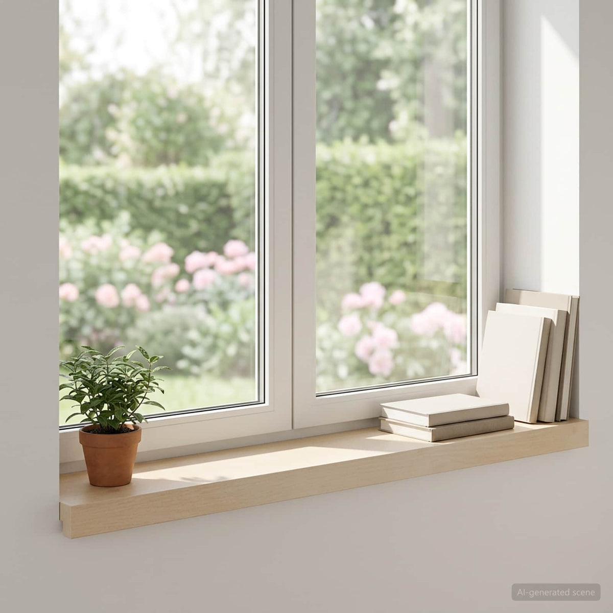 vidaXL Window Sills 2 pcs White 90 x 15 x 2 cm Solid Oak Wood
