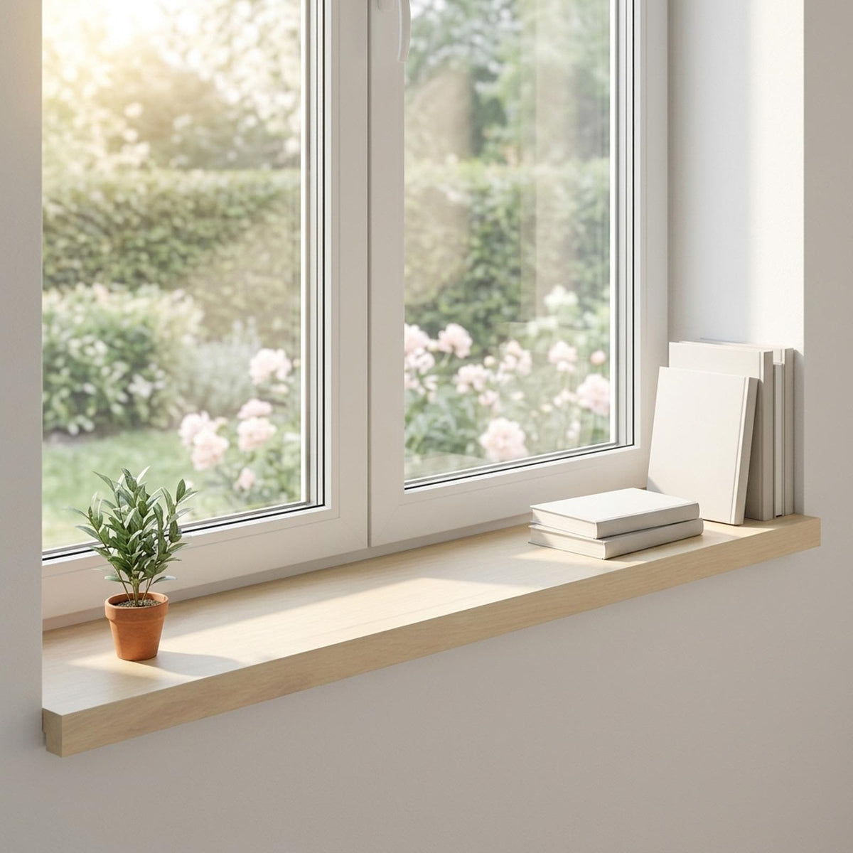 vidaXL Window Sills 2 pcs White 100 x 30 x 2 cm Solid Oak Wood