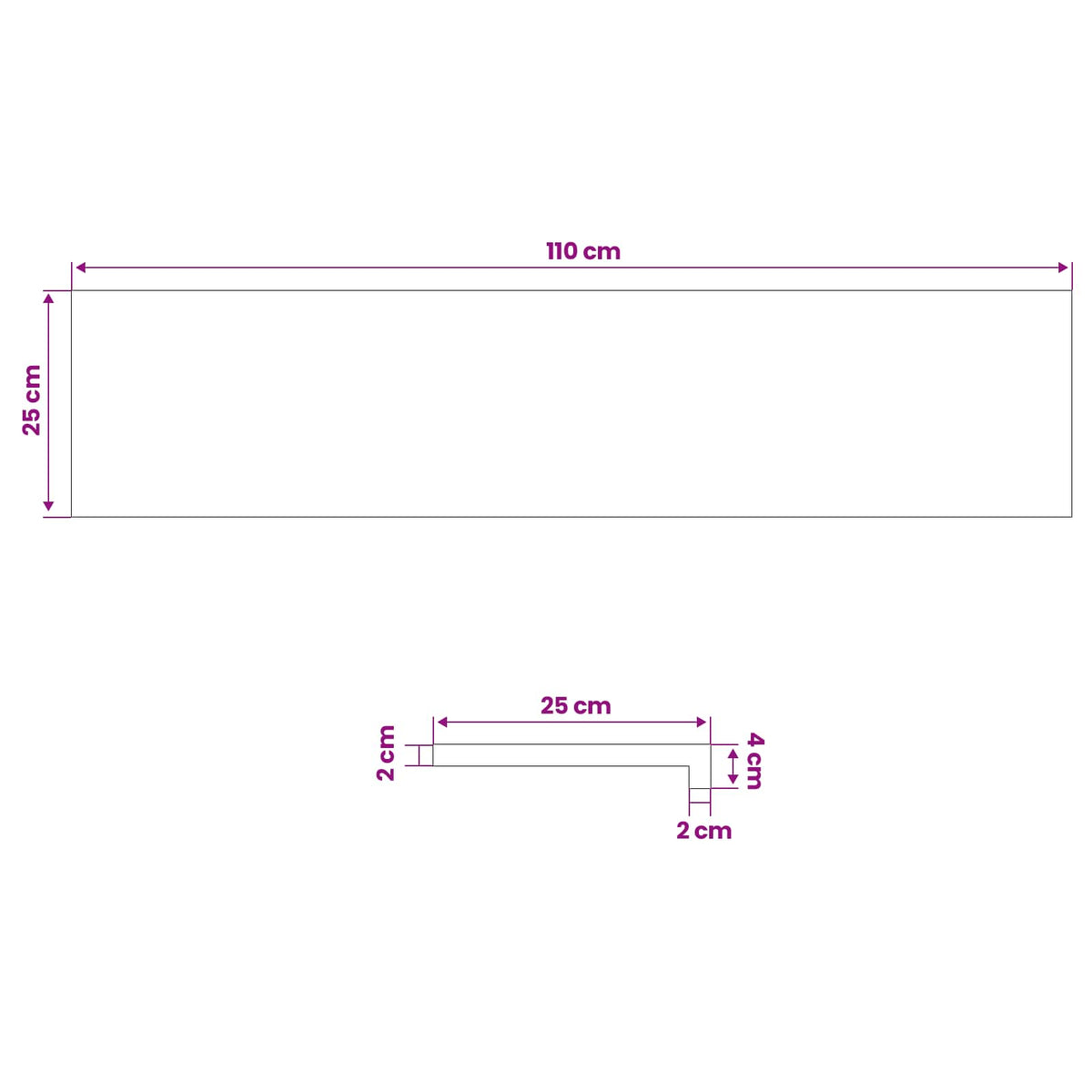 vidaXL Window Sills 2 pcs White 110 x 25 x 2 cm Solid Oak Wood