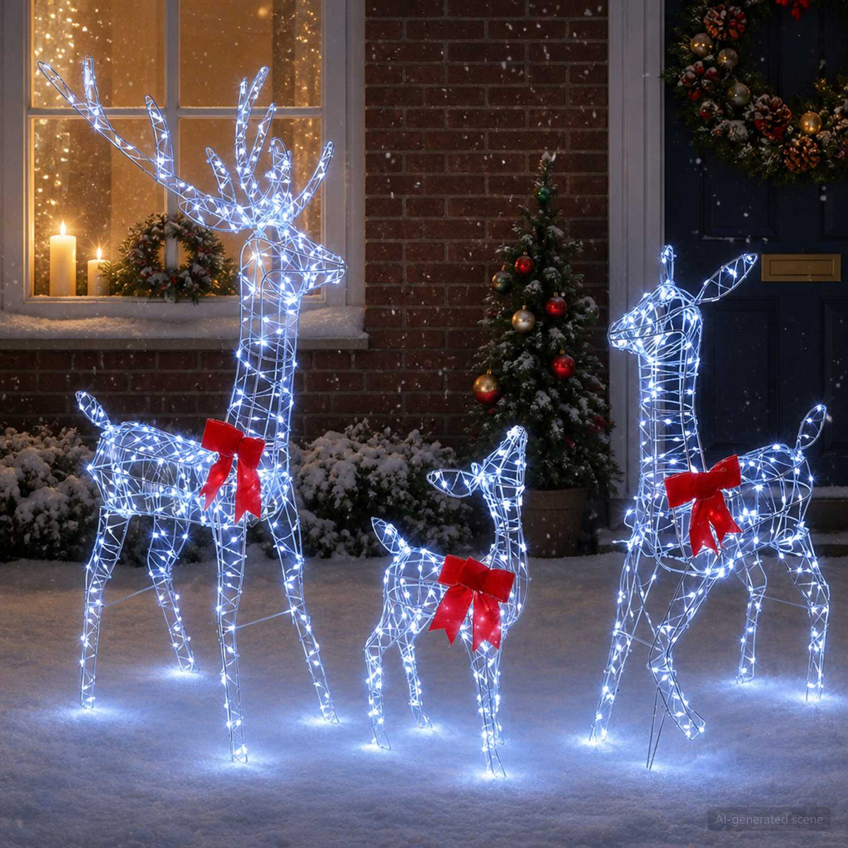 vidaXL Christmas LED Reindeer Family 700 LEDs Cold White