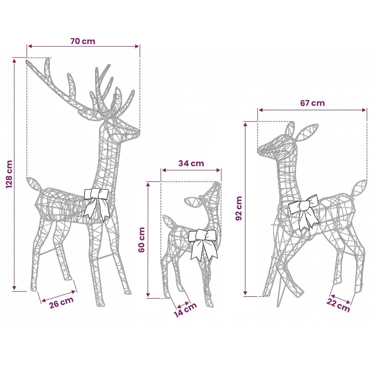 vidaXL Christmas LED Reindeer Family 700 LEDs Cold White