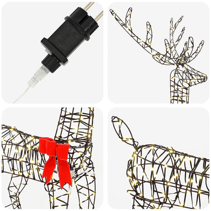 vidaXL Christmas LED Reindeer Family 700 LEDs Warm White