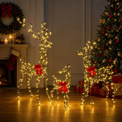 vidaXL Christmas LED Reindeer Family 700 LEDs Warm White