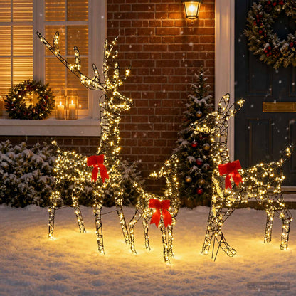vidaXL Christmas LED Reindeer Family 700 LEDs Warm White